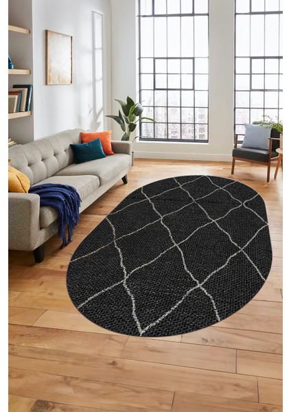 Düz Renk Dijital Kaymaz Yıkanabilir Sade Oval Yolluk Mutfak Koridor Salon Halısı, O-Sade-22-Siyah, fiyatları