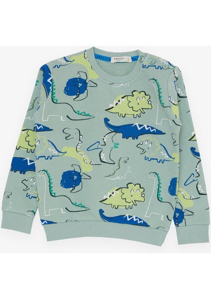 Girls & Boys Erkek Çocuk Eşofman Takım Dinozor Desenli Bağcık Aksesuarlı 2-6 Yaş, Mint Yeşili modelleri