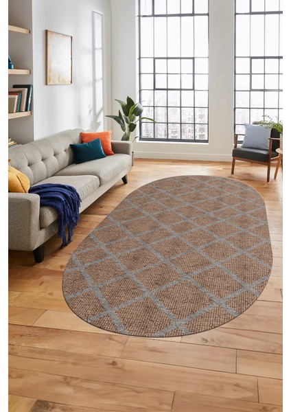 Düz Desenli Dijital Kaymaz Yıkanabilir Sade Oval Yolluk Koridor Salon Halısı, O-Sade-20-Kahve, modelleri