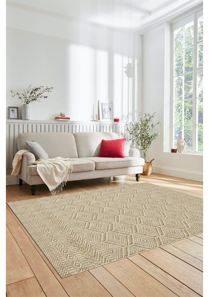 Dijital Kaymaz Taban Yıkanabilir Sade Düz Desen Yolluk Mutfak Salon Halısı, Sade-10-Bej,