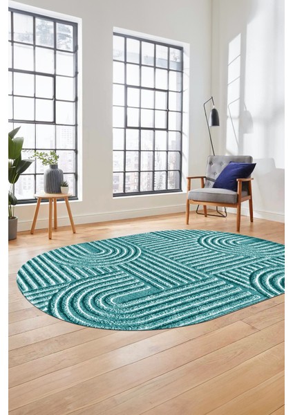 Baskılı Kaymaz Taban Yıkanabilir Sade Desen Oval Yolluk Mutfak Salon Halısı, O-Sade-01-Mavi, fiyatları