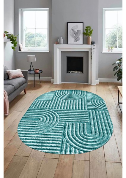Baskılı Kaymaz Taban Yıkanabilir Sade Desen Oval Yolluk Mutfak Salon Halısı, O-Sade-01-Mavi, modelleri