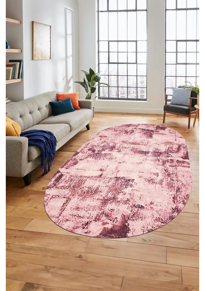 Düz Renk Sade Desen Dijital Kaymaz Taban Yıkanabilir Oval Yolluk Salon Halısı, O-Sade-25-Mor, fiyatları