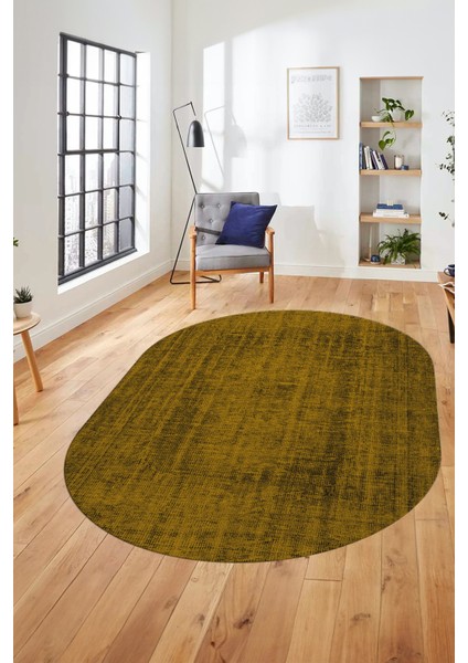 Dijital Baskı Kaymaz Yıkanabilir Sade Düz Renk Tasarım Oval Yolluk Salon Halısı, O-Sade-45-Sarı, fiyatları