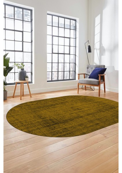 Dijital Baskı Kaymaz Yıkanabilir Sade Düz Renk Tasarım Oval Yolluk Salon Halısı, O-Sade-45-Sarı, modelleri