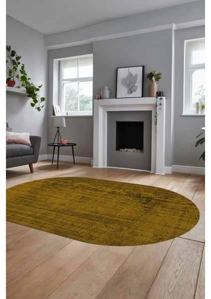 Dijital Baskı Kaymaz Yıkanabilir Sade Düz Renk Tasarım Oval Yolluk Salon Halısı, O-Sade-45-Sarı, indirimleri