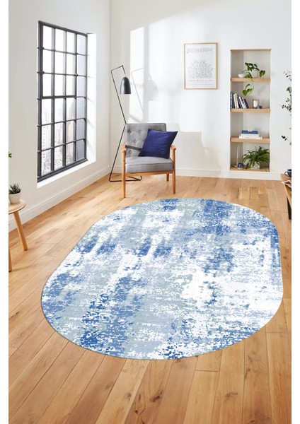 Dijital Baskı Kaymaz Yıkanabilir Sade Düz Renk Tasarım Oval Yolluk Salon Halısı, O-Sade-44-Mavi, modelleri
