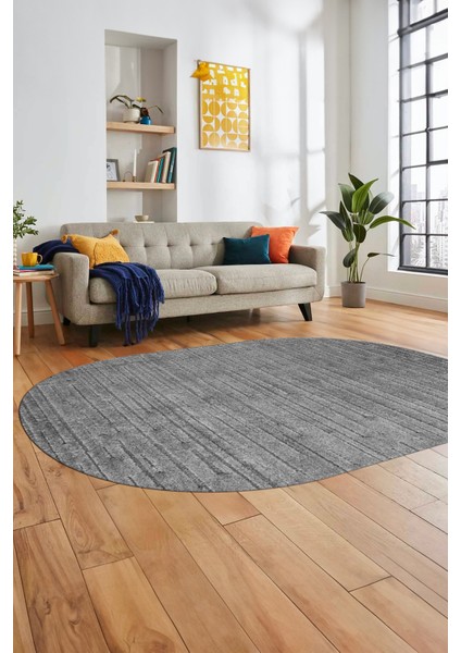 Düz Renk Sade Motifli Dijital Kaymaz Taban Yıkanabilir Oval Yolluk Salon Halısı, O-Sade-31-Gri, fiyatları