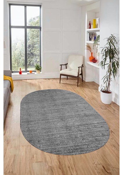 Düz Renk Sade Motifli Dijital Kaymaz Taban Yıkanabilir Oval Yolluk Salon Halısı, O-Sade-31-Gri, modelleri