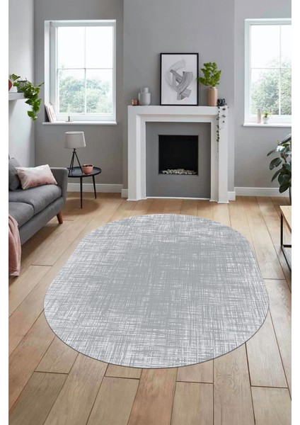 Baskılı Kaymaz Taban Yıkanabilir Sade Düz Desen Oval Yolluk Mutfak Salon Halısı, O-Sade-14-Gri, fiyatları