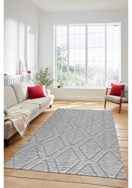 Dijital Baskılı Kaymaz Taban Yıkanabilir Kilim Desen Yolluk Mutfak Salon Halısı, Sade-02-Gri, modelleri