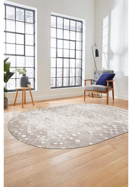 Dijital Baskı Kaymaz Yıkanabilir Sade 3D Oval Yolluk Koridor Salon Halısı, O-Sade-48-Bej, modelleri