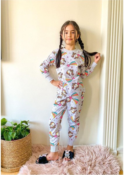 Kız Çocuk Mevsimlik Baharlık Unicorn Pijama Takımı 1403