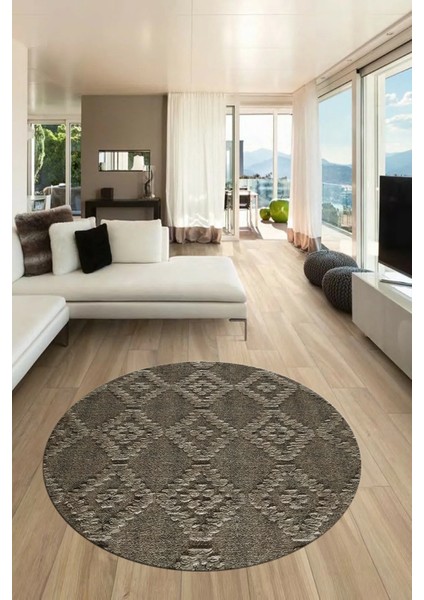 Dijital Kaymaz Taban Yıkanabilir Şık Kilim Desen Yuvarlak Mutfak Salon Halısı, Y-Sade-03-Vizon, fiyatları
