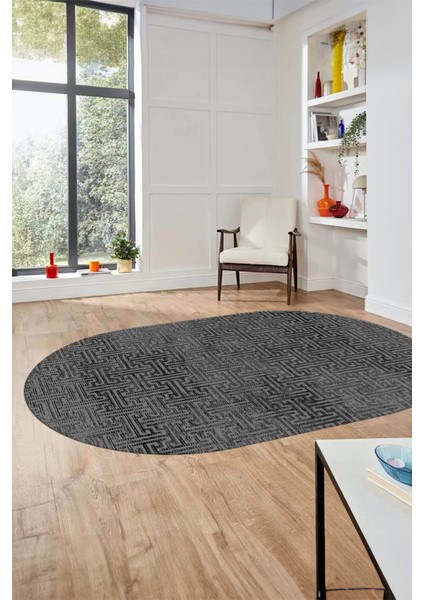 Dijital Baskı Kaymaz Yıkanabilir Sade Düz Desen Oval Yolluk Mutfak Salon Halısı, O-Sade-38-Gri, modelleri