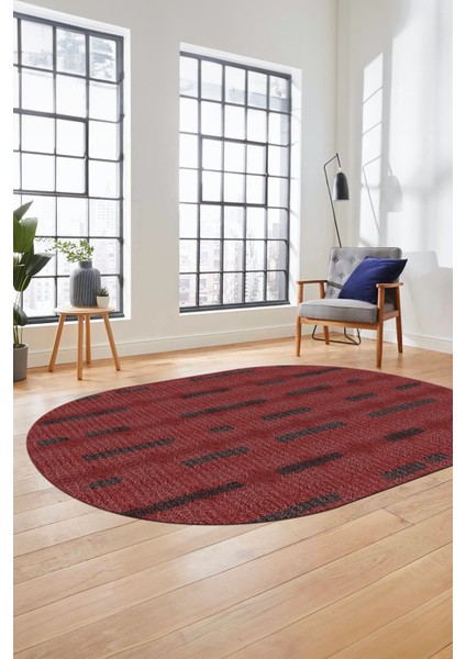 Dijital Baskı Kaymaz Yıkanabilir Sade Düz Oval Yolluk Koridor Salon Halısı, O-Sade-49-Kırmızı, modelleri