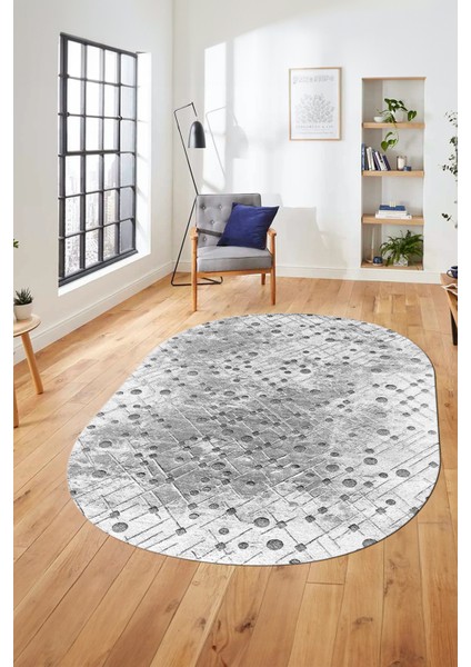 Dijital Baskı Kaymaz Yıkanabilir Sade 3D Oval Yolluk Koridor Salon Halısı, O-Sade-48-Gri, fiyatları