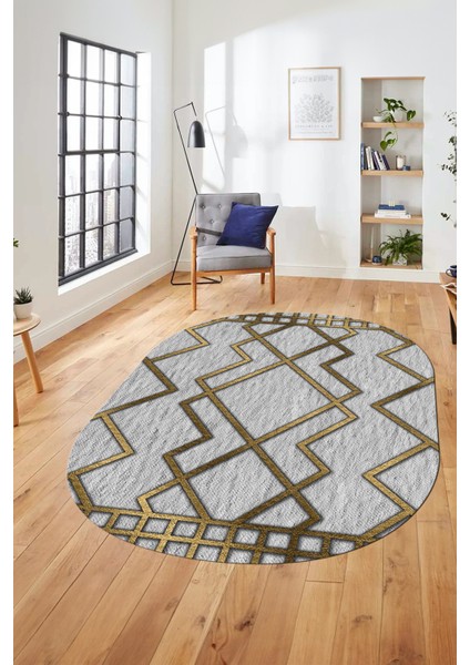 Dijital Baskı Kaymaz Yıkanabilir Sade Tasarım Oval Yolluk Mutfak Salon Halısı, O-Sade-42-Gold, modelleri