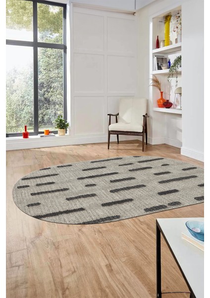 Dijital Baskı Kaymaz Yıkanabilir Sade Düz Oval Yolluk Koridor Salon Halısı, O-Sade-49-Bej,