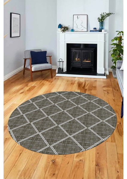 Baklava Desenli Sade Motifli Kaymaz Taban Yıkanabilir Yuvarlak Salon Halısı, Y-Sade-29-Kahve, fiyatları