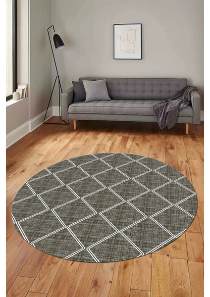 Baklava Desenli Sade Motifli Kaymaz Taban Yıkanabilir Yuvarlak Salon Halısı, Y-Sade-29-Kahve, fırsatları