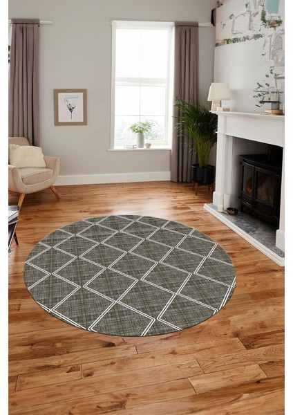 Baklava Desenli Sade Motifli Kaymaz Taban Yıkanabilir Yuvarlak Salon Halısı, Y-Sade-29-Kahve, indirimleri