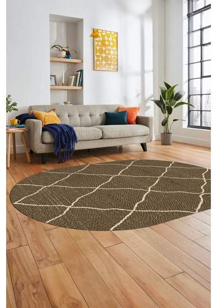 Düz Renk Dijital Kaymaz Yıkanabilir Sade Oval Yolluk Mutfak Koridor Salon Halısı, O-Sade-22-Kahve, modelleri
