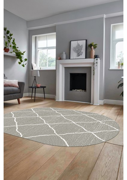 Düz Renk Dijital Kaymaz Yıkanabilir Sade Oval Yolluk Mutfak Koridor Salon Halısı, O-Sade-22-Krem,