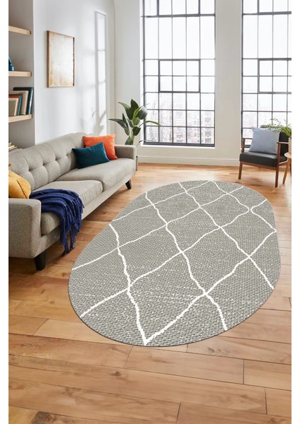 Düz Renk Dijital Kaymaz Yıkanabilir Sade Oval Yolluk Mutfak Koridor Salon Halısı, O-Sade-22-Krem,