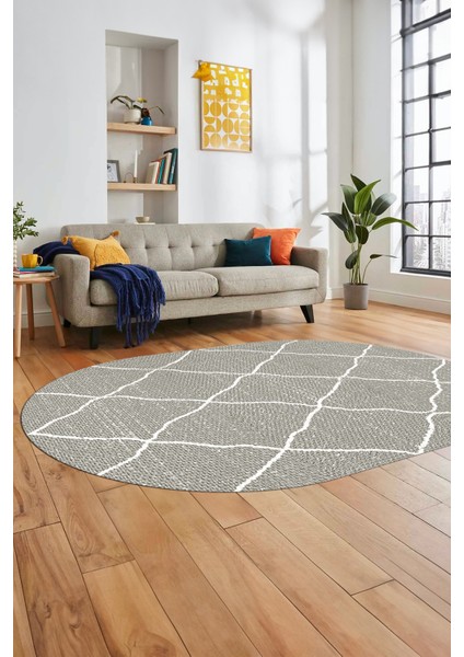 Düz Renk Dijital Kaymaz Yıkanabilir Sade Oval Yolluk Mutfak Koridor Salon Halısı, O-Sade-22-Krem,