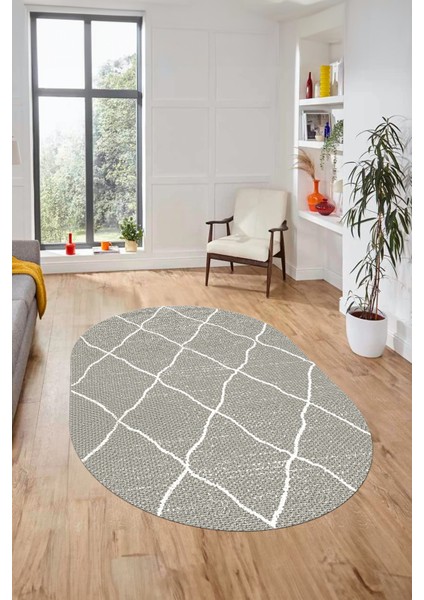 Düz Renk Dijital Kaymaz Yıkanabilir Sade Oval Yolluk Mutfak Koridor Salon Halısı, O-Sade-22-Krem,