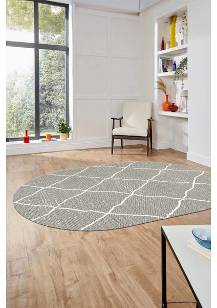 Düz Renk Dijital Kaymaz Yıkanabilir Sade Oval Yolluk Mutfak Koridor Salon Halısı, O-Sade-22-Krem,
