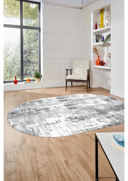 Dijital Baskı Kaymaz Yıkanabilir Sade Düz Renk Tasarım Oval Yolluk Salon Halısı, O-Sade-44-Gri, fiyatları