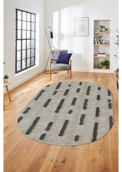 Dijital Baskı Kaymaz Yıkanabilir Sade Düz Oval Yolluk Koridor Salon Halısı, O-Sade-49-Bej,
