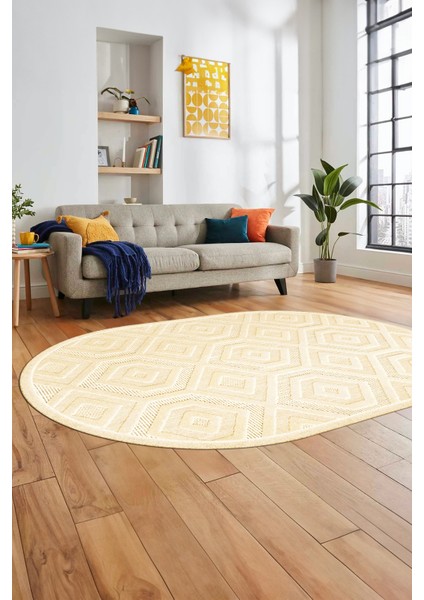 Düz Renk Sade Desen Motifli Kaymaz Taban Yıkanabilir Oval Yolluk Salon Halısı, O-Sade-26-Bej, modelleri