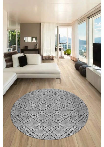 3D Dijital Kaymaz Taban Yıkanabilir Kilim Desen Yuvarlak Mutfak Salon Halısı, Y-Sade-05-Gri, fiyatları
