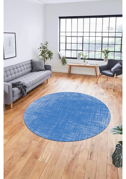 Dijital Kaymaz Taban Yıkanabilir Sade Düz Desen Yuvarlak Mutfak Salon Halısı, Y-Sade-14-Mavi, modelleri