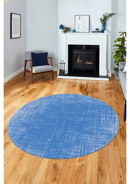 Dijital Kaymaz Taban Yıkanabilir Sade Düz Desen Yuvarlak Mutfak Salon Halısı, Y-Sade-14-Mavi, fırsatları
