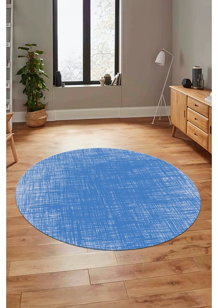Dijital Kaymaz Taban Yıkanabilir Sade Düz Desen Yuvarlak Mutfak Salon Halısı, Y-Sade-14-Mavi, indirimleri