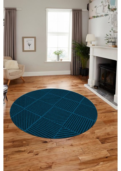 Dijital Baskı Kaymaz Yıkanabilir Sade Yuvarlak Mutfak Salon Halısı, Y-Sade-46-Mavi, fiyatları