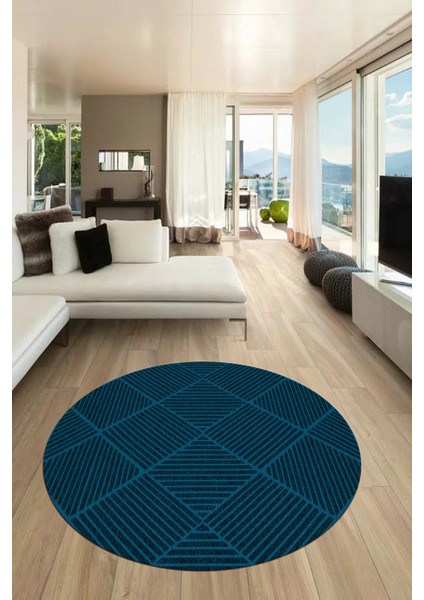 Dijital Baskı Kaymaz Yıkanabilir Sade Yuvarlak Mutfak Salon Halısı, Y-Sade-46-Mavi, modelleri