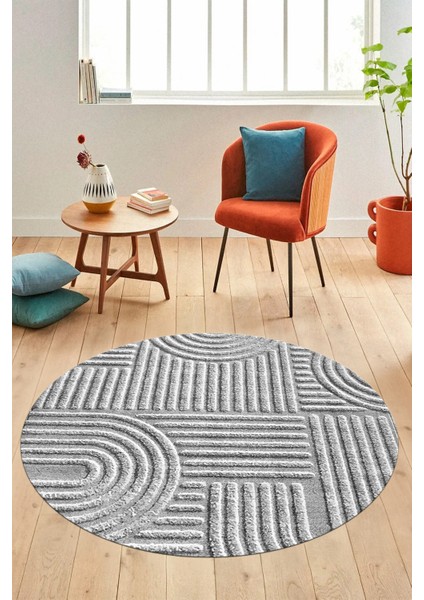 Dijital Kaymaz Taban Yıkanabilir Sade Desen Yuvarlak Mutfak Salon Halısı, Y-Sade-01-Gri, modelleri