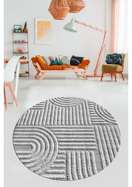 Dijital Kaymaz Taban Yıkanabilir Sade Desen Yuvarlak Mutfak Salon Halısı, Y-Sade-01-Gri, fırsatları
