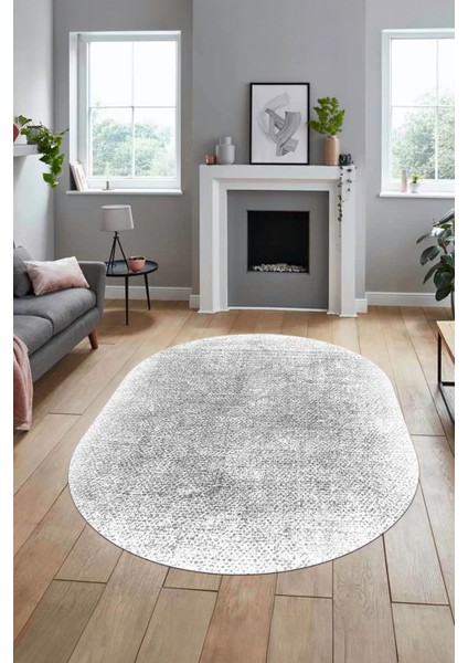 Dijital Baskı Kaymaz Yıkanabilir Sade Düz Renk Tasarım Oval Yolluk Salon Halısı, O-Sade-43-Gri, indirimleri