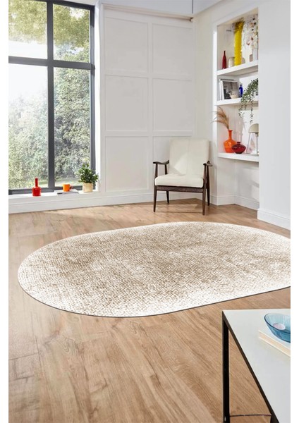 Dijital Baskı Kaymaz Yıkanabilir Sade Düz Renk Tasarım Oval Yolluk Salon Halısı, O-Sade-43-Kahve, fiyatları