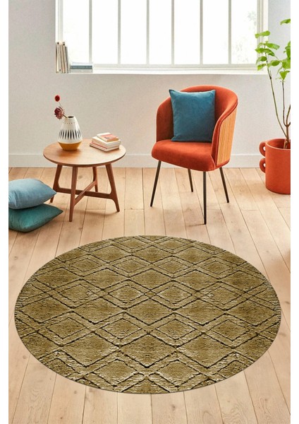 3D Dijital Kaymaz Taban Yıkanabilir Kilim Desen Yuvarlak Mutfak Salon Halısı, Y-Sade-05-Kahve, modelleri