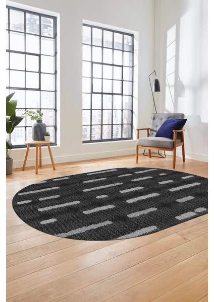 Dijital Baskı Kaymaz Yıkanabilir Sade Düz Oval Yolluk Koridor Salon Halısı, O-Sade-49-Antrasit, modelleri