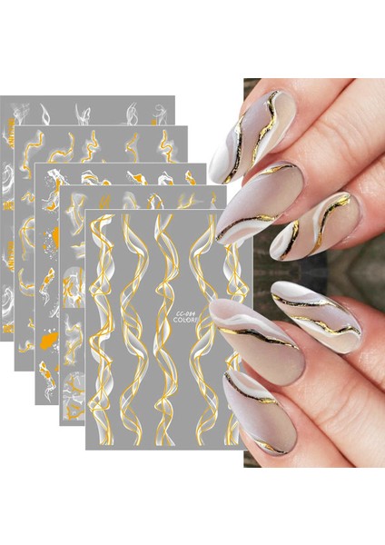 Levha Fransız Dantel Mermer Nail Art Etiketler Çıkartmaları Kendinden Yapışkanlı Platin Tasarım Nail Art Ipuçları Kadın Kızlar Tırnak Dekorasyon (Yurt Dışından)