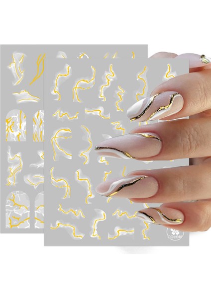 Levha Fransız Dantel Mermer Nail Art Etiketler Çıkartmaları Kendinden Yapışkanlı Platin Tasarım Nail Art Ipuçları Kadın Kızlar Tırnak Dekorasyon (Yurt Dışından)