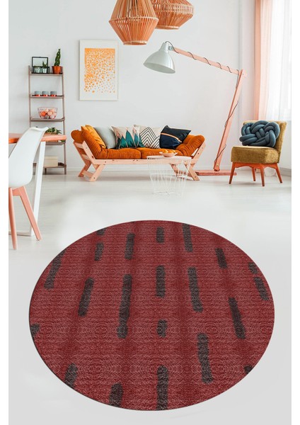 Dijital Baskı Kaymaz Yıkanabilir Sade Düz Yuvarlak Mutfak Salon Halısı, Y-Sade-49-Kırmızı, indirimleri